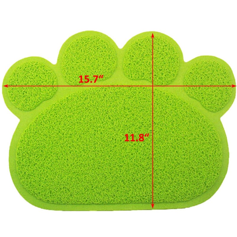 JOYJULY PVC Pet Dog Cat Puppy Kitten Dish Bowl Food Water Feeding Placemat, Non-Slip Cat Litter Mat Paw Shape, Green Small - Image 5